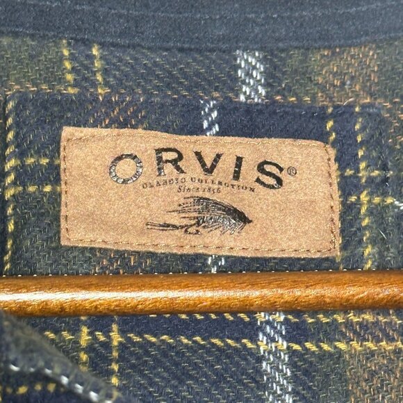 Orvis Button Up Casual Shirt Men L Plaid Blue Lumberjack Gorp Winter Fall Tough - Picture 4 of 14
